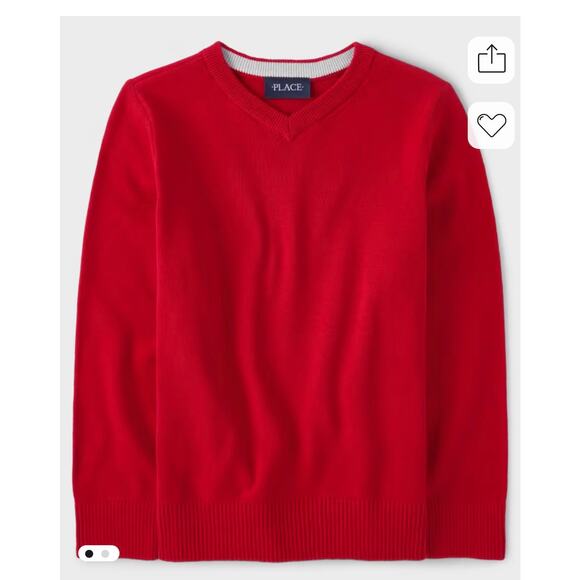The Childrens Place Outlet Cotton V-Neck Long Sleeve Sweater Red14 NWT - Picture 1 of 3